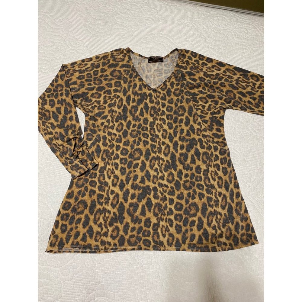 L&B Cheetah Leopard Dolman Oversized Blouse Small